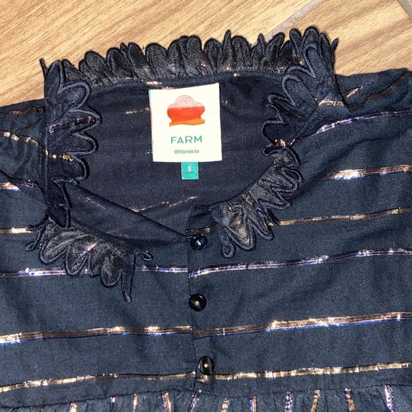 MWOT Farm Rio Metallic Stripe Ruffle Shirt, size S - Picture 8 of 12